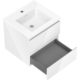 Koupelnová skříňka Mexen Orio 50 cm s umyvadlem Otis, 2 zásuvky, lesklá bílá - 91A10-05047-2-BFF00-W18M00