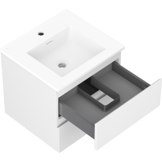 Koupelnová skříňka Mexen Orio 50 cm s umyvadlem Otis, 2 zásuvky, matná bílá - 91A10-05047-2-BFF01-W18M01