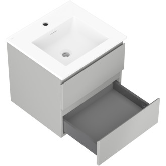 Koupelnová skříňka Mexen Orio 50 cm s umyvadlem Otis, 2 zásuvky, matná šedá/matná bílá - 91A10-05047-2-BFF62-W18M01