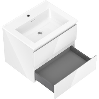 Mexen Orio szafka łazienkowa 60 cm z umywalką Otis, 2 szuflady, biała połysk - 91A10-06047-2-BFF00-W18M00