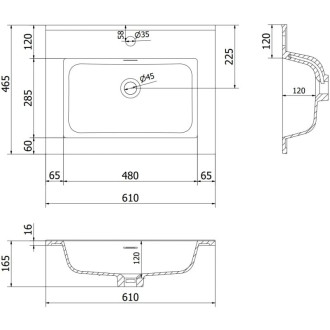 Koupelnová skříňka Mexen Orio 60 cm s umyvadlem Otis, 2 zásuvky, matná bílá - 91A10-06047-2-BFF01-W18M01