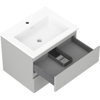 Koupelnová skříňka Mexen Orio 60 cm s umyvadlem Otis, 2 zásuvky, matná šedá/matná bílá - 91A10-06047-2-BFF62-W18M01