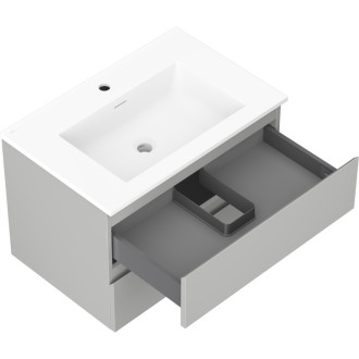 Koupelnová skříňka Mexen Orio 70 cm s umyvadlem Otis, 2 zásuvky, matná šedá/matná bílá - 91A10-07047-2-BFF62-W18M01