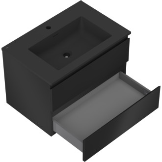 Mexen Orio szafka łazienkowa 70 cm z umywalką Otis, 2 szuflady, czarna mat - 91A10-07047-2-BFF71-W18M71