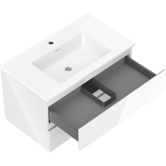 Mexen Orio szafka łazienkowa 80 cm z umywalką Otis, 2 szuflady, biała połysk - 91A10-08047-2-BFF00-W18M00