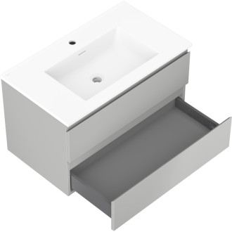 Koupelnová skříňka Mexen Orio 80 cm s umyvadlem Otis, 2 zásuvky, matná šedá/matná bílá - 91A10-08047-2-BFF62-W18M01