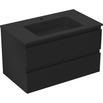 Koupelnová skříňka Mexen Orio 80 cm s umyvadlem Otis, 2 zásuvky, matná černá - 91A10-08047-2-BFF71-W18M71