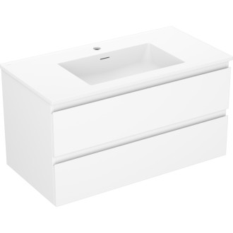 Koupelnová skříňka Mexen Orio 90 cm s umyvadlem Otis, 2 zásuvky, matná bílá - 91A10-09047-2-BFF01-W18M01