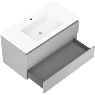 Koupelnová skříňka Mexen Orio 90 cm s umyvadlem Otis, 2 zásuvky, matná šedá/matná bílá - 91A10-09047-2-BFF62-W18M01