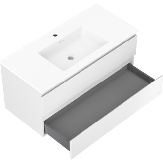 Koupelnová skříňka Mexen Orio 100 cm s umyvadlem Otis, 2 zásuvky, matná bílá - 91A10-10047-2-BFF01-W18M01