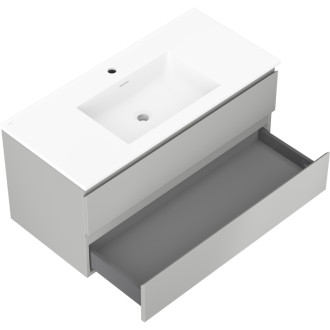 Koupelnová skříňka Mexen Orio 100 cm s umyvadlem Otis, 2 zásuvky, matně šedá/matně bílá - 91A10-10047-2-BFF62-W18M01