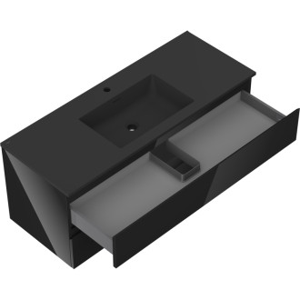 Mexen Orio szafka łazienkowa 120 cm z umywalką Otis, 2 szuflady, czarna połysk/czarna mat - 91A10-12047-2-BFF70-W18M71