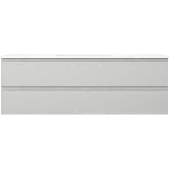 Koupelnová skříňka Mexen Orio 140 cm s umyvadlem Otis, 2 zásuvky, matně šedá/matně bílá - 91A10-14047-2-BFF62-W18M01