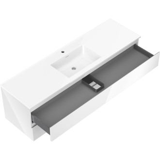 Koupelnová skříňka Mexen Orio 160 cm s umyvadlem Otis, 2 zásuvky, bílý lesk - 91A10-16047-2-BFF00-W18M00