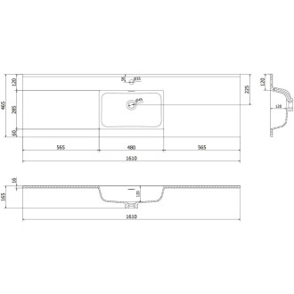 Koupelnová skříňka Mexen Orio 160 cm s umyvadlem Otis, 2 zásuvky, matná bílá - 91A10-16047-2-BFF01-W18M01
