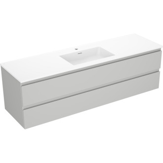 Koupelnová skříňka Mexen Orio 160 cm s umyvadlem Otis, 2 zásuvky, matně šedá/matně bílá - 91A10-16047-2-BFF62-W18M01