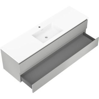 Koupelnová skříňka Mexen Orio 160 cm s umyvadlem Otis, 2 zásuvky, matně šedá/matně bílá - 91A10-16047-2-BFF62-W18M01