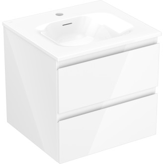 Koupelnová skříňka Mexen Orio 50 cm s umyvadlem Vela, 2 zásuvky, lesklá bílá - 91A10-05047-2-BFF00-W23M00