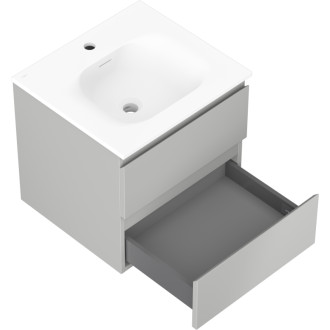 Koupelnová skříňka Mexen Orio 50 cm s umyvadlem Vela, 2 zásuvky, matná šedá/matná bílá - 91A10-05047-2-BFF62-W23M01