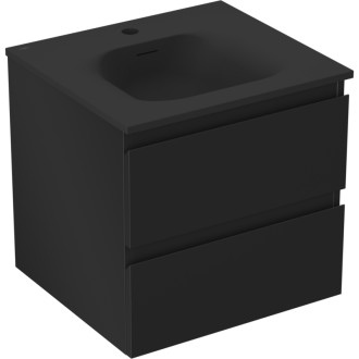 Koupelnová skříňka Mexen Orio 50 cm s umyvadlem Vela, 2 zásuvky, matná černá - 91A10-05047-2-BFF71-W23M71