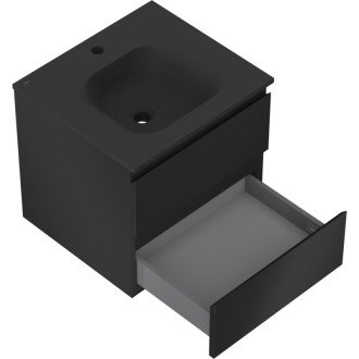 Mexen Orio szafka łazienkowa 50 cm z umywalką Vela, 2 szuflady, czarna mat - 91A10-05047-2-BFF71-W23M71