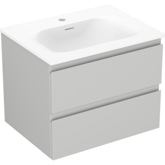 Koupelnová skříňka Mexen Orio 60 cm s umyvadlem Vela, 2 zásuvky, matně šedá/matně bílá - 91A10-06047-2-BFF62-W23M01