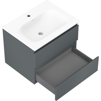 Koupelnová skříňka Mexen Orio 60 cm s umyvadlem Vela, 2 zásuvky, grafit matný/bílá matná - 91A10-06047-2-BFF66-W23M01