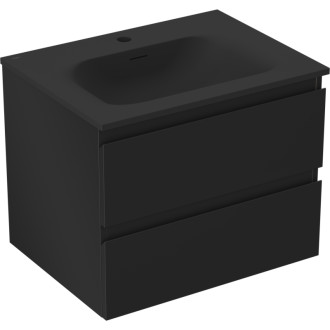 Koupelnová skříňka Mexen Orio 60 cm s umyvadlem Vela, 2 zásuvky, matná černá - 91A10-06047-2-BFF71-W23M71