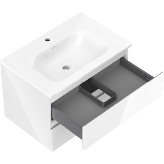 Koupelnová skříňka Mexen Orio 70 cm s umyvadlem Vela, 2 zásuvky, lesklá bílá - 91A10-07047-2-BFF00-W23M00