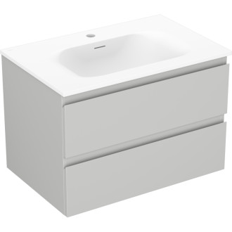 Koupelnová skříňka Mexen Orio 70 cm s umyvadlem Vela, 2 zásuvky, matně šedá/matně bílá - 91A10-07047-2-BFF62-W23M01