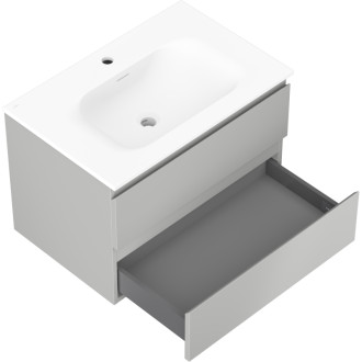 Koupelnová skříňka Mexen Orio 70 cm s umyvadlem Vela, 2 zásuvky, matně šedá/matně bílá - 91A10-07047-2-BFF62-W23M01