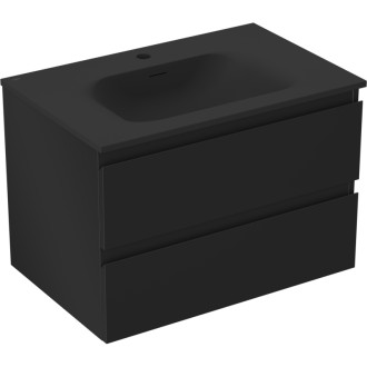 Koupelnová skříňka Mexen Orio 70 cm s umyvadlem Vela, 2 zásuvky, matná černá - 91A10-07047-2-BFF71-W23M71