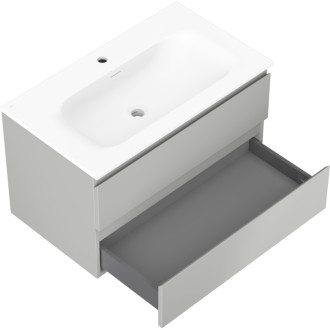 Koupelnová skříňka Mexen Orio 80 cm s umyvadlem Vela, 2 zásuvky, matná šedá/matná bílá - 91A10-08047-2-BFF62-W23M01