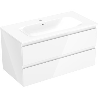 Koupelnová skříňka Mexen Orio 90 cm s umyvadlem Vela, 2 zásuvky, lesklá bílá - 91A10-09047-2-BFF00-W23M00