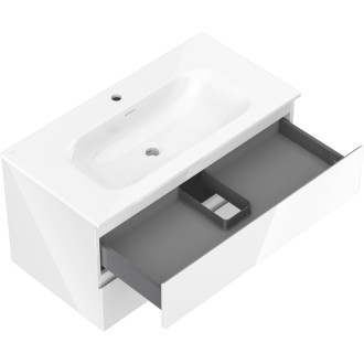 Koupelnová skříňka Mexen Orio 90 cm s umyvadlem Vela, 2 zásuvky, lesklá bílá - 91A10-09047-2-BFF00-W23M00