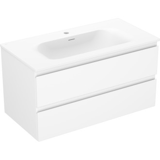 Koupelnová skříňka Mexen Orio 90 cm s umyvadlem Vela, 2 zásuvky, matná bílá - 91A10-09047-2-BFF01-W23M01
