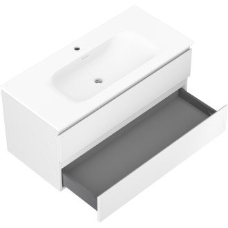 Koupelnová skříňka Mexen Orio 100 cm s umyvadlem Vela, 2 zásuvky, matná bílá - 91A10-10047-2-BFF01-W23M01