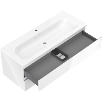 Koupelnová skříňka Mexen Orio 120 cm s umyvadlem Vela, 2 zásuvky, lesklá bílá - 91A10-12047-2-BFF00-W23M00