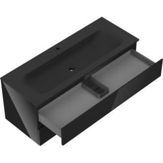 Mexen Orio szafka łazienkowa 120 cm z umywalką Vela, 2 szuflady, czarna połysk/czarna mat - 91A10-12047-2-BFF70-W23M71