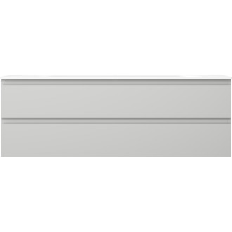 Koupelnová skříňka Mexen Orio 140 cm s umyvadlem Vela, 2 zásuvky, matně šedá/matně bílá - 91A10-14047-2-BFF62-W23M01