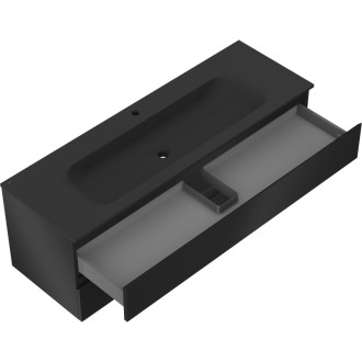 Mexen Orio szafka łazienkowa 140 cm z umywalką Vela, 2 szuflady, czarna mat - 91A10-14047-2-BFF71-W23M71