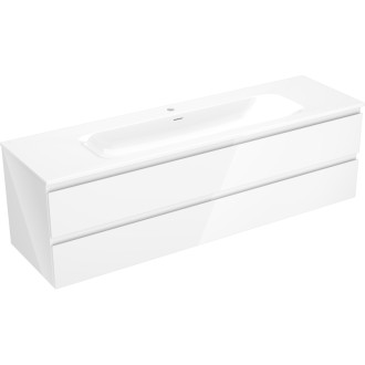 Koupelnová skříňka Mexen Orio 160 cm s umyvadlem Vela, 2 zásuvky, lesklá bílá - 91A10-16047-2-BFF00-W23M00