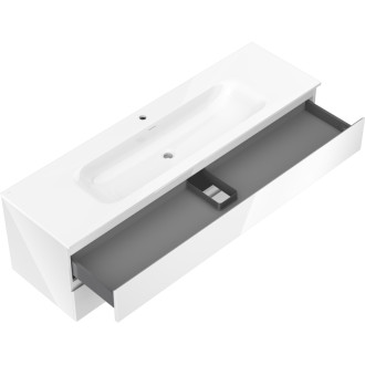 Koupelnová skříňka Mexen Orio 160 cm s umyvadlem Vela, 2 zásuvky, lesklá bílá - 91A10-16047-2-BFF00-W23M00