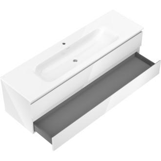 Koupelnová skříňka Mexen Orio 160 cm s umyvadlem Vela, 2 zásuvky, lesklá bílá - 91A10-16047-2-BFF00-W23M00