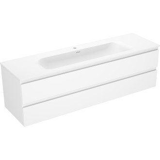 Koupelnová skříňka Mexen Orio 160 cm s umyvadlem Vela, 2 zásuvky, matná bílá - 91A10-16047-2-BFF01-W23M01