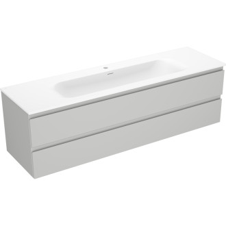 Koupelnová skříňka Mexen Orio 160 cm s umyvadlem Vela, 2 zásuvky, matná šedá/matná bílá - 91A10-16047-2-BFF62-W23M01