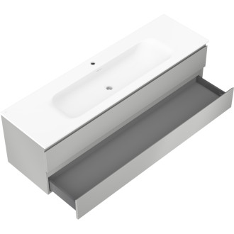 Koupelnová skříňka Mexen Orio 160 cm s umyvadlem Vela, 2 zásuvky, matná šedá/matná bílá - 91A10-16047-2-BFF62-W23M01