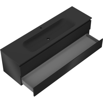 Mexen Orio szafka łazienkowa 160 cm z umywalką Vela, 2 szuflady, czarna mat - 91A10-16047-2-BFF71-W23M71