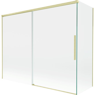 Mexen Rox 2dílná posuvná vanová zástěna 190 + 90 x 150 cm, průhledná, kartáčované zlato - 8C9-190-090-55-00