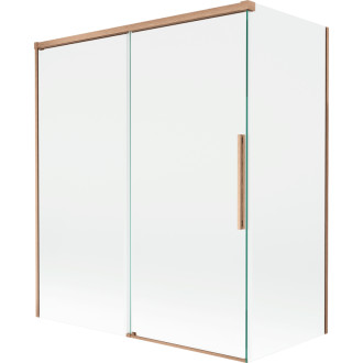 Mexen Rox 2-křídlá posuvná vanová zástěna 140 + 70 x 150 cm, průhledná, kartáčovaná měď - 8C9-140-070-65-00